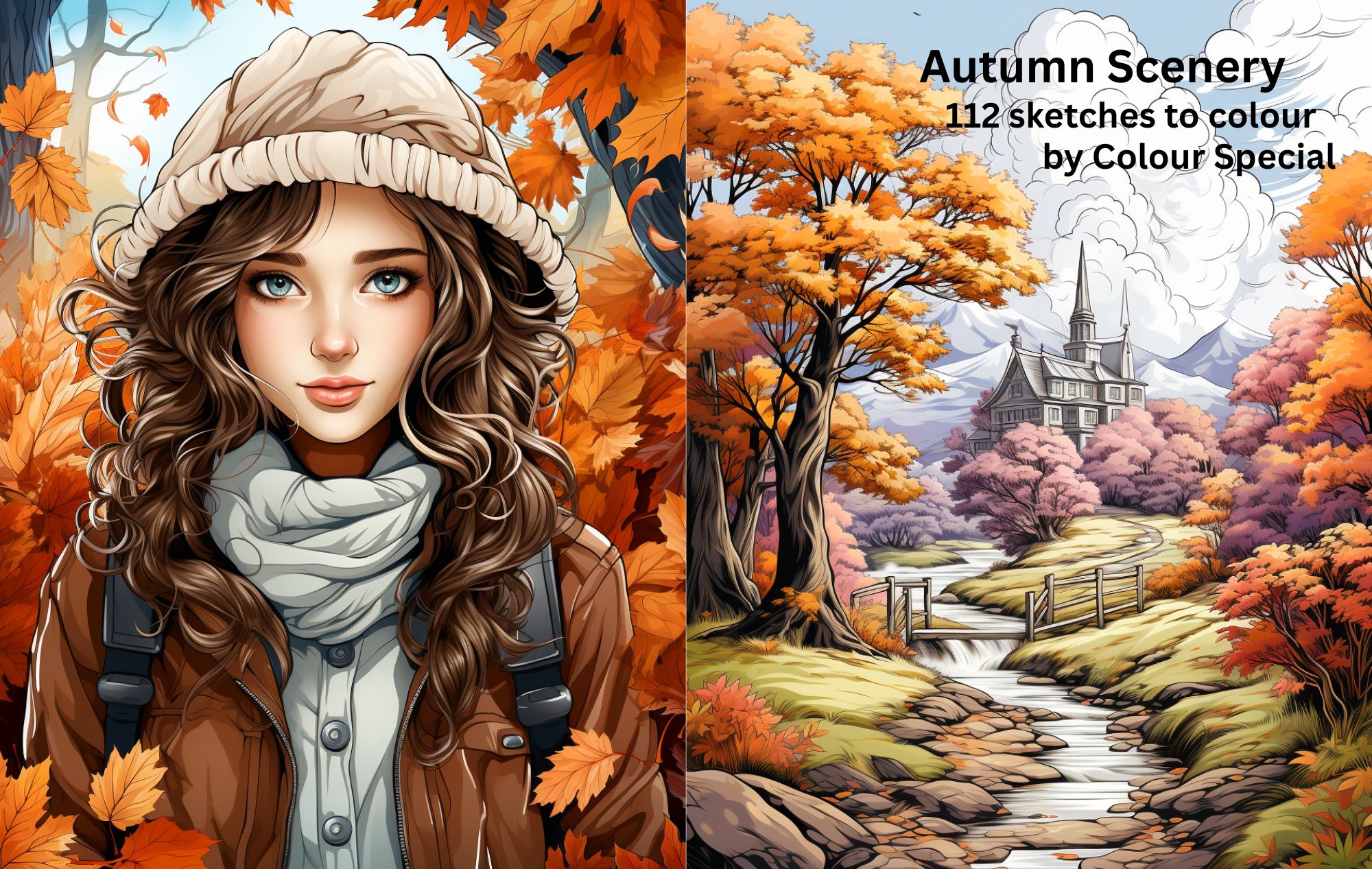 Autumn Colouring Book: 112 Printable Sketches (PDF Digital Download)