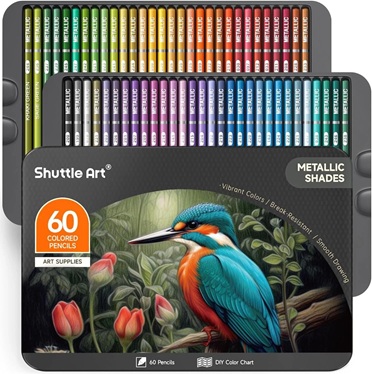Shuttle Art Metallic Colouring Pencils Set – 60 colours