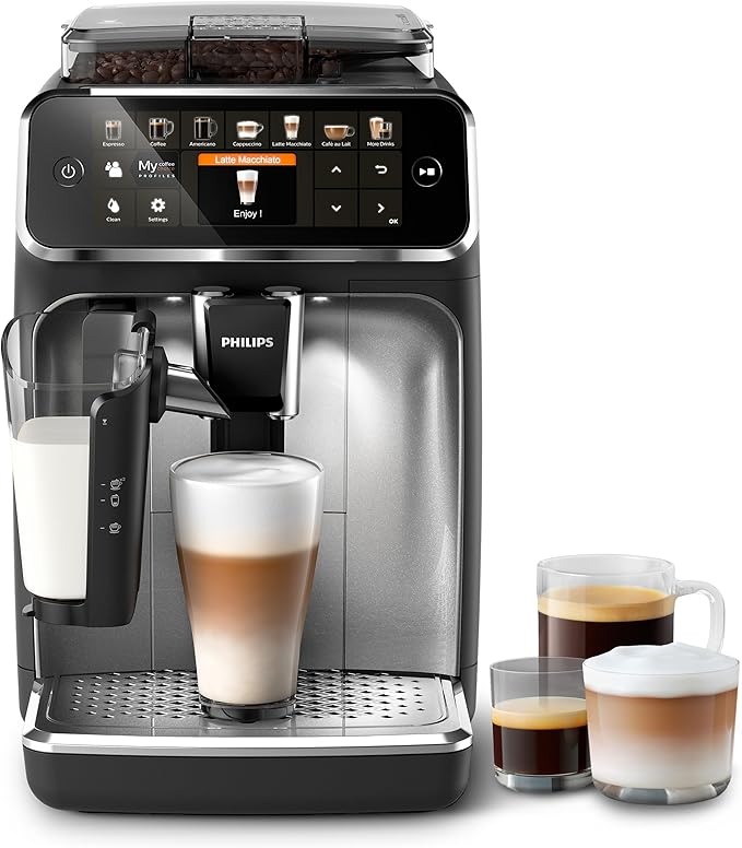 Philips Bean-to-Cup Espresso Machine 5400 Series – 12 Drinks, LatteGo Milk Frother System, 4 Profiles (EP5446/70)