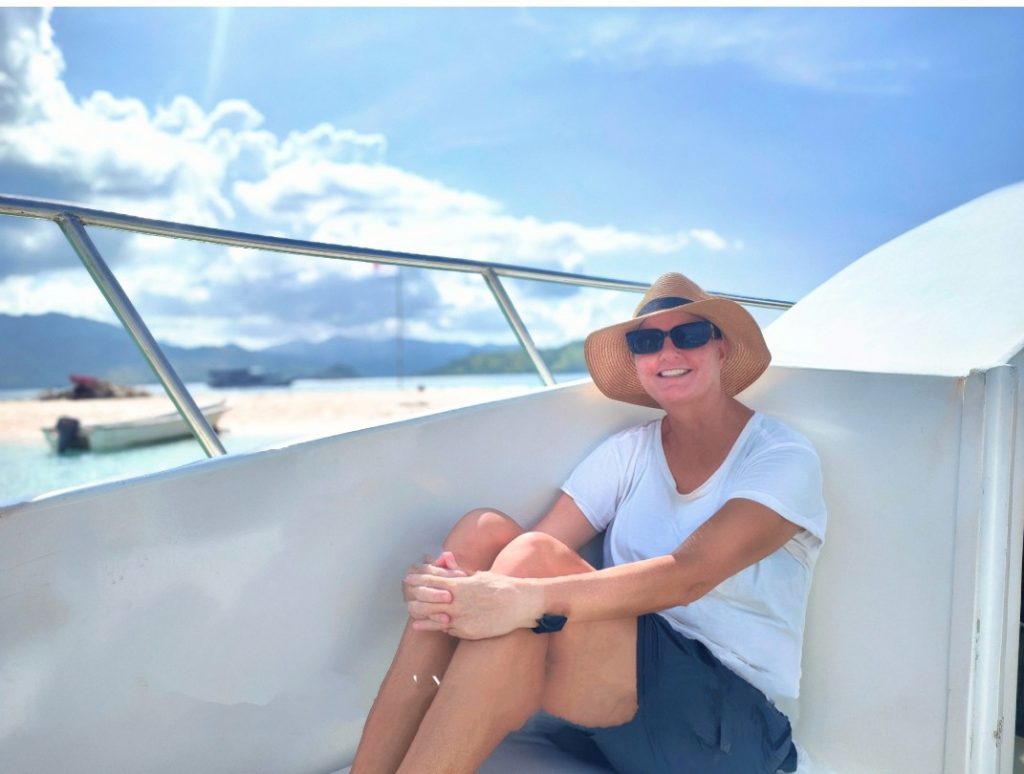 Author Victoria Reiby, boat photo.