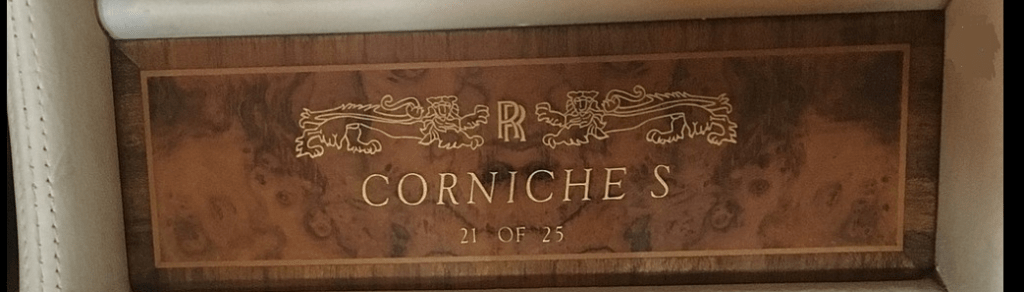1995 Rolls-Royce Corniche S, centre console plaque