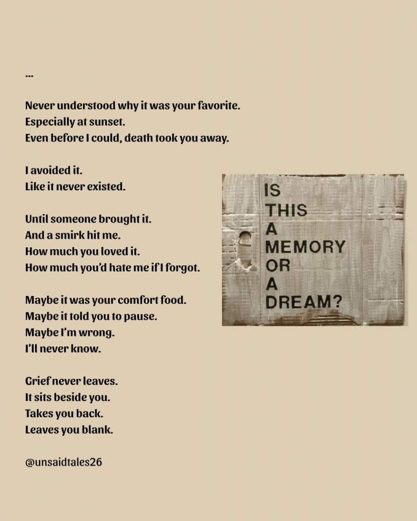 The poem, I got your favourite junkie, food, by Erica Ma,  available in the Free Poetry section.