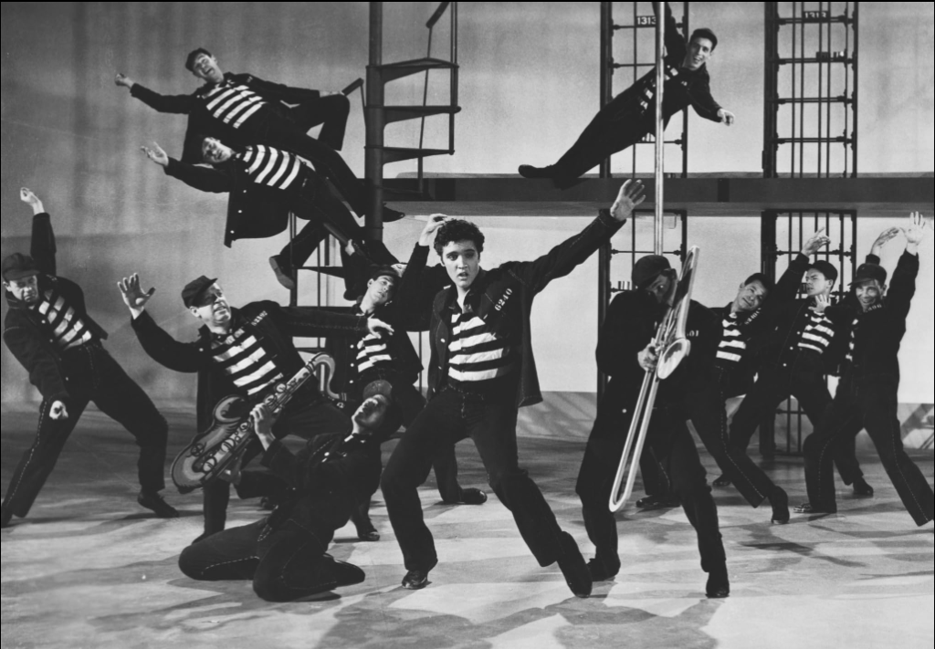Elvis performs “Jailhouse Rock”.