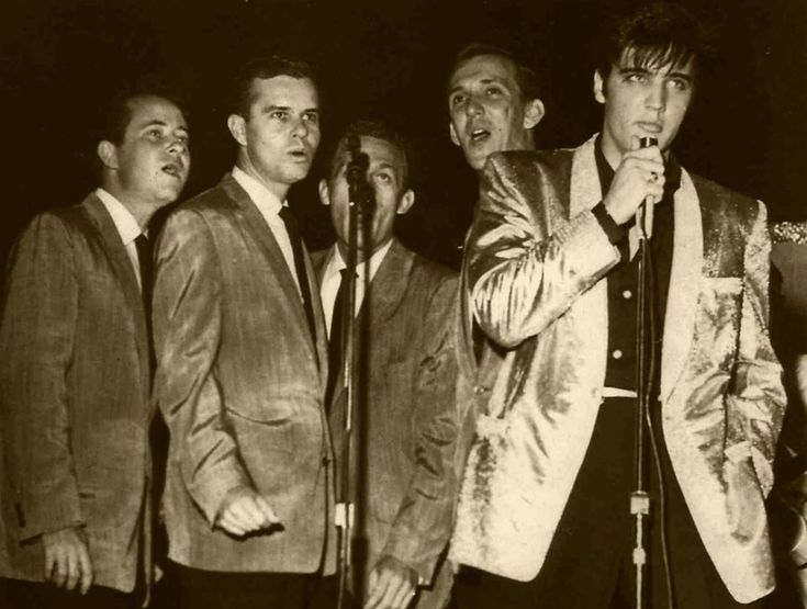 On stage with The Jordanaires, Vancouver, August 31, 1957.