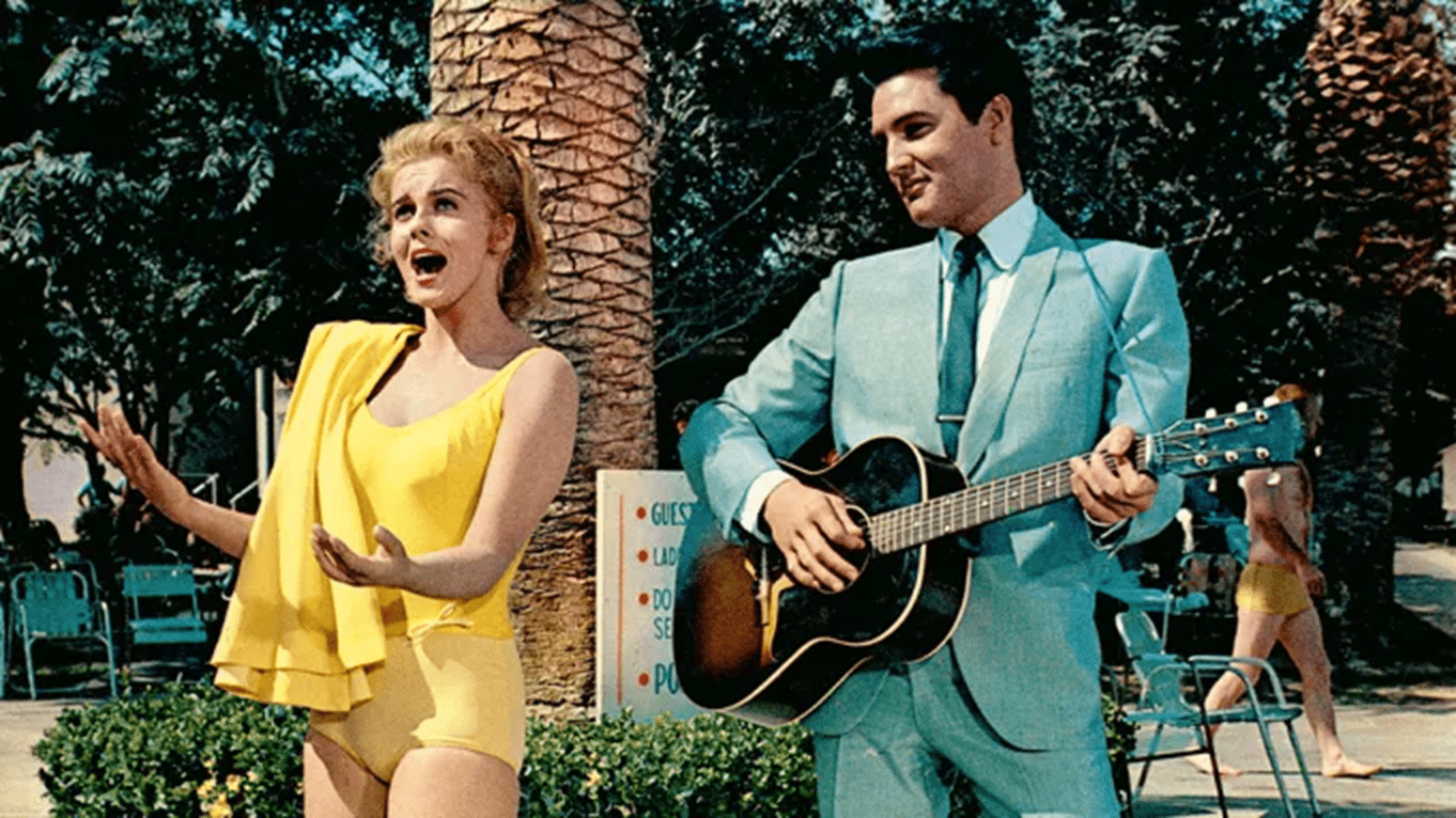 “The Lady Loves Me” swimming pool duet with Rusty. From, Viva Las Vegas.