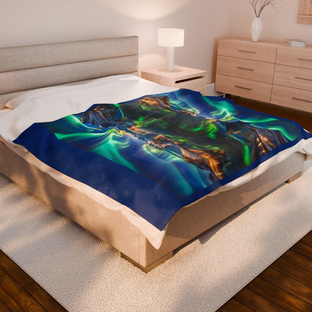 Compra mis diseños en Etsy - Mantas y Plaids - Aurora boreal.