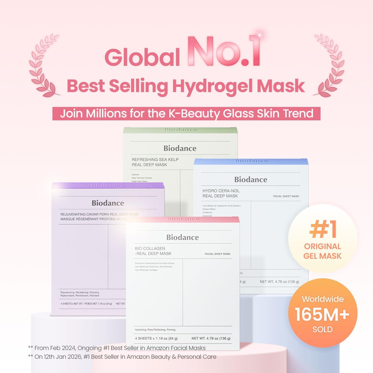 Masque Visage Bio-Collagen Real Deep BIODANCE 4 Pcs | Masque de Nuit Hydrogel | Minimisation des Pores et Amélioration de l'Élasticité