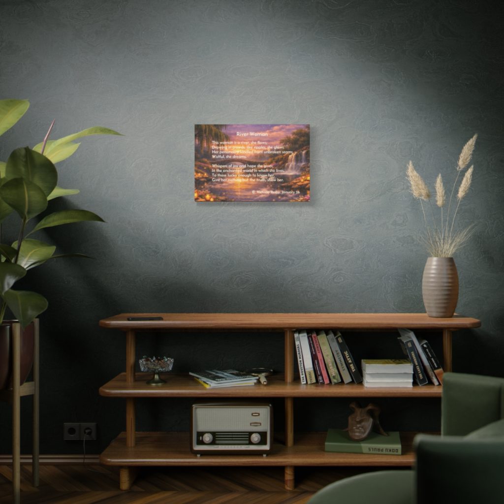 River Woman, by Victoria Reiby. Poetic wall canvas.