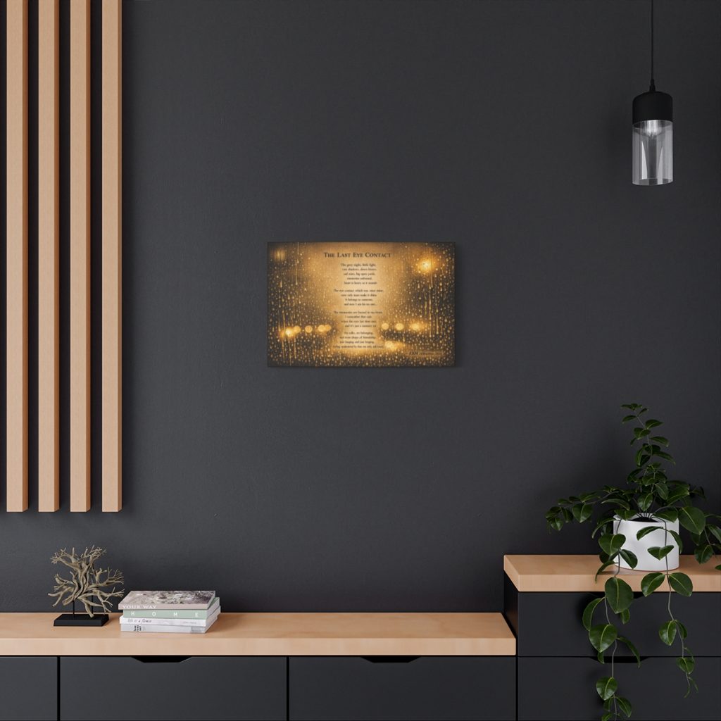 The Last Eye Contact by Khushboo. Poetic wall canvas.