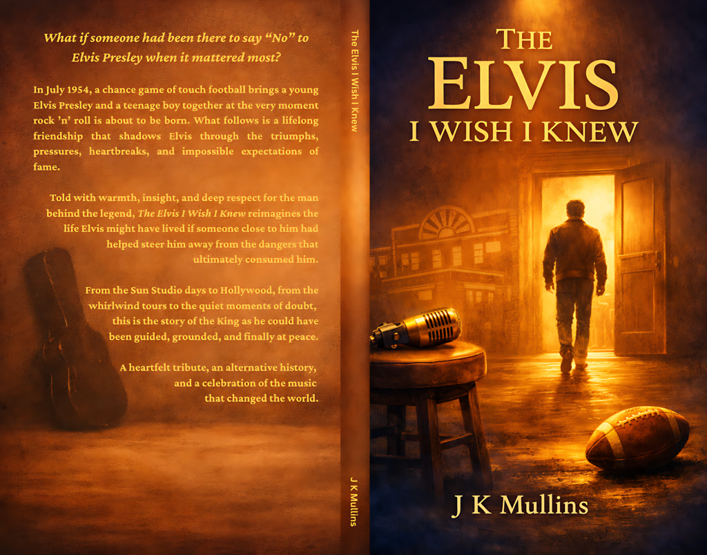 El Elvis que desearía conocer, de J K Mullins, portada completa del libro.
