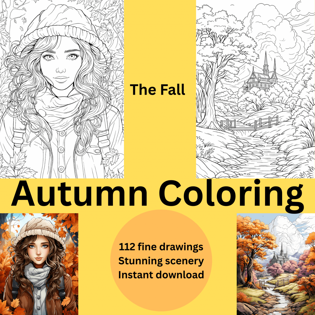 Colorear de Otoño disponible como descarga digital de la tienda Etsy The Book Hook Online.