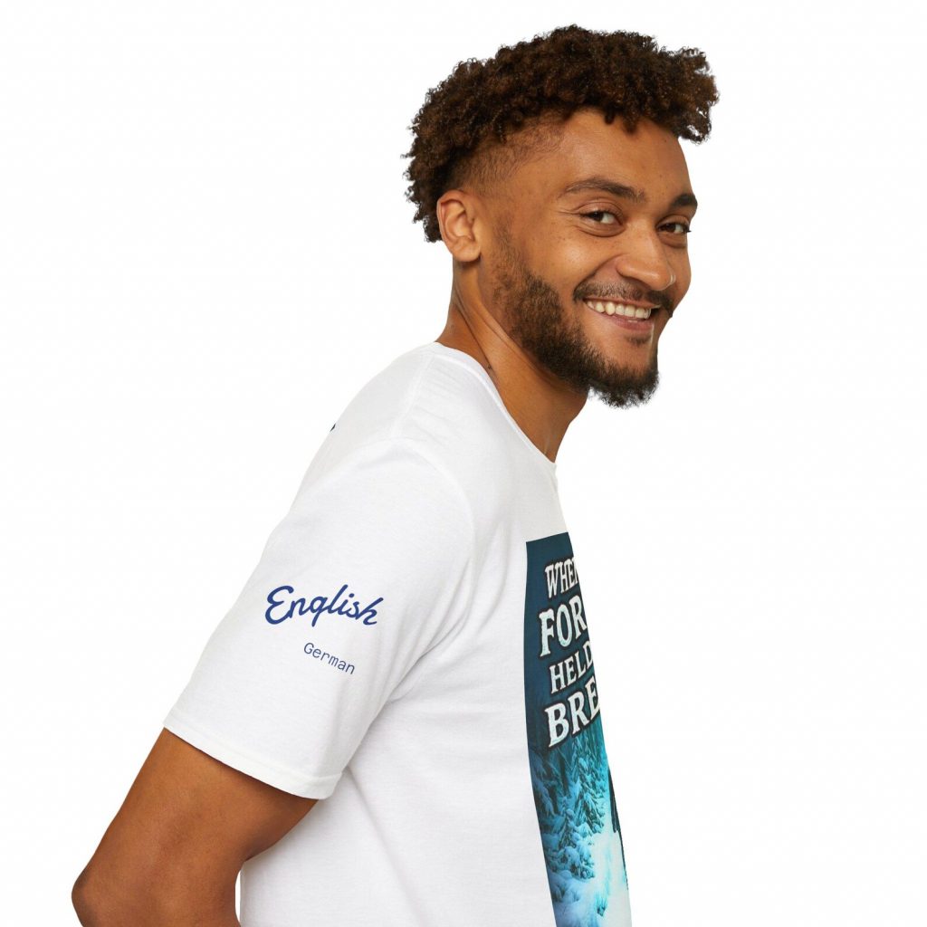 T-shirt "Quand la forêt retenait son souffle" édition anglaise et allemande.