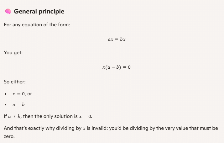 A description for solving the general equation ax = bx from AI.